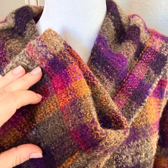 Vintage 80s Missoni Made in Italy Wool Plaid Hooded Toggle Jacket Womens XL Rare - Picture 4 of 12